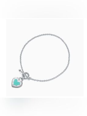 Tiffany&Co. Return to Love Heart Tag Toggle Bracelet in Silver with Blue Enamel